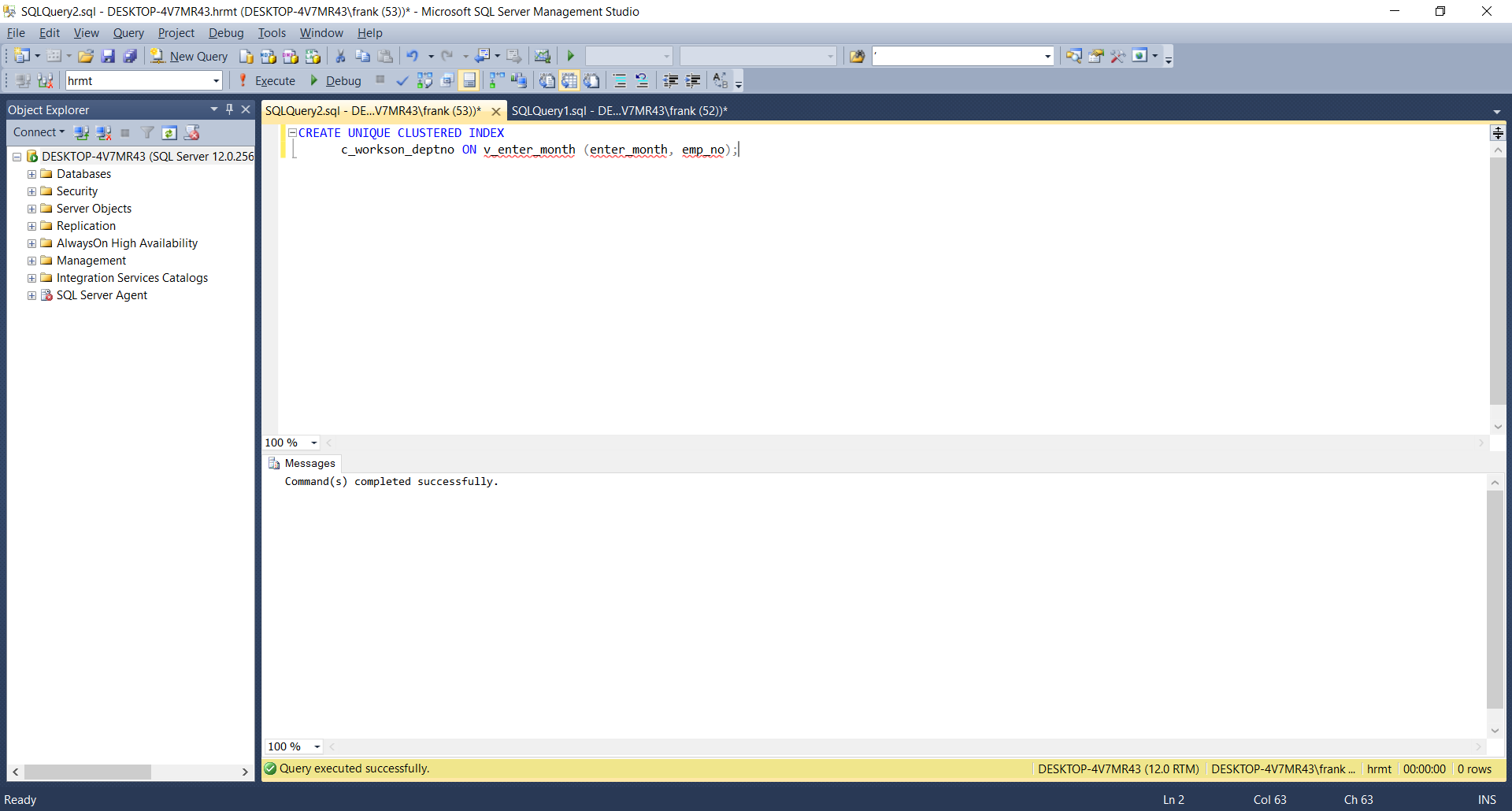 Create Unique Indexed View - Second Stage